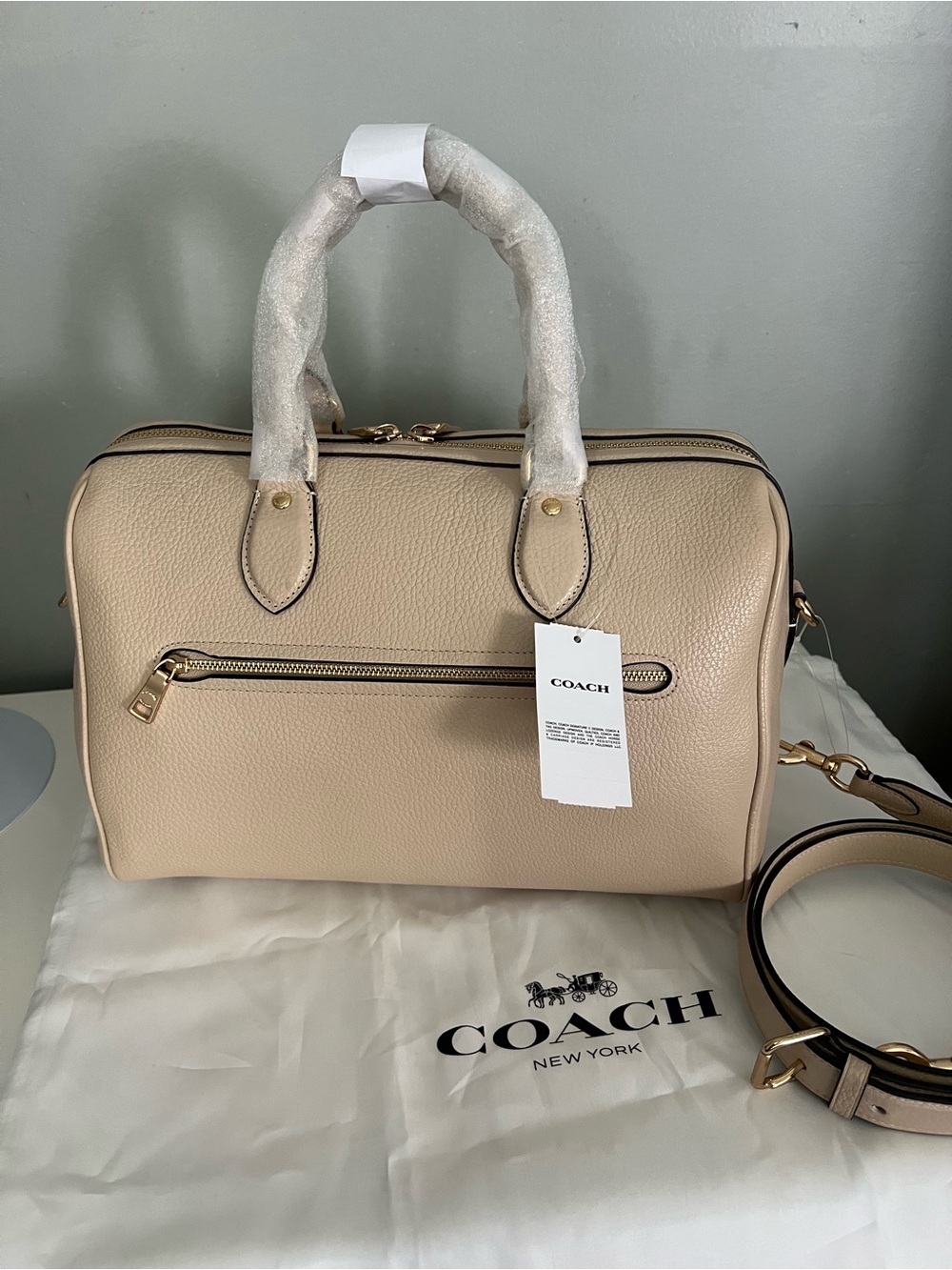 Coach Large Rowan Satchel In Ivory Color - Picture 6 of 10